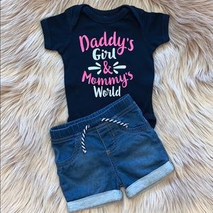 💗Cat & Jack Shorts with Cute Onesie💗